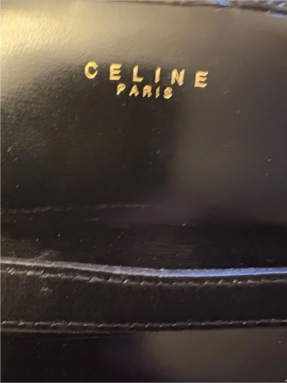 Celine Black Horse Carriage Leather Shoulder Bag with adjustable strap